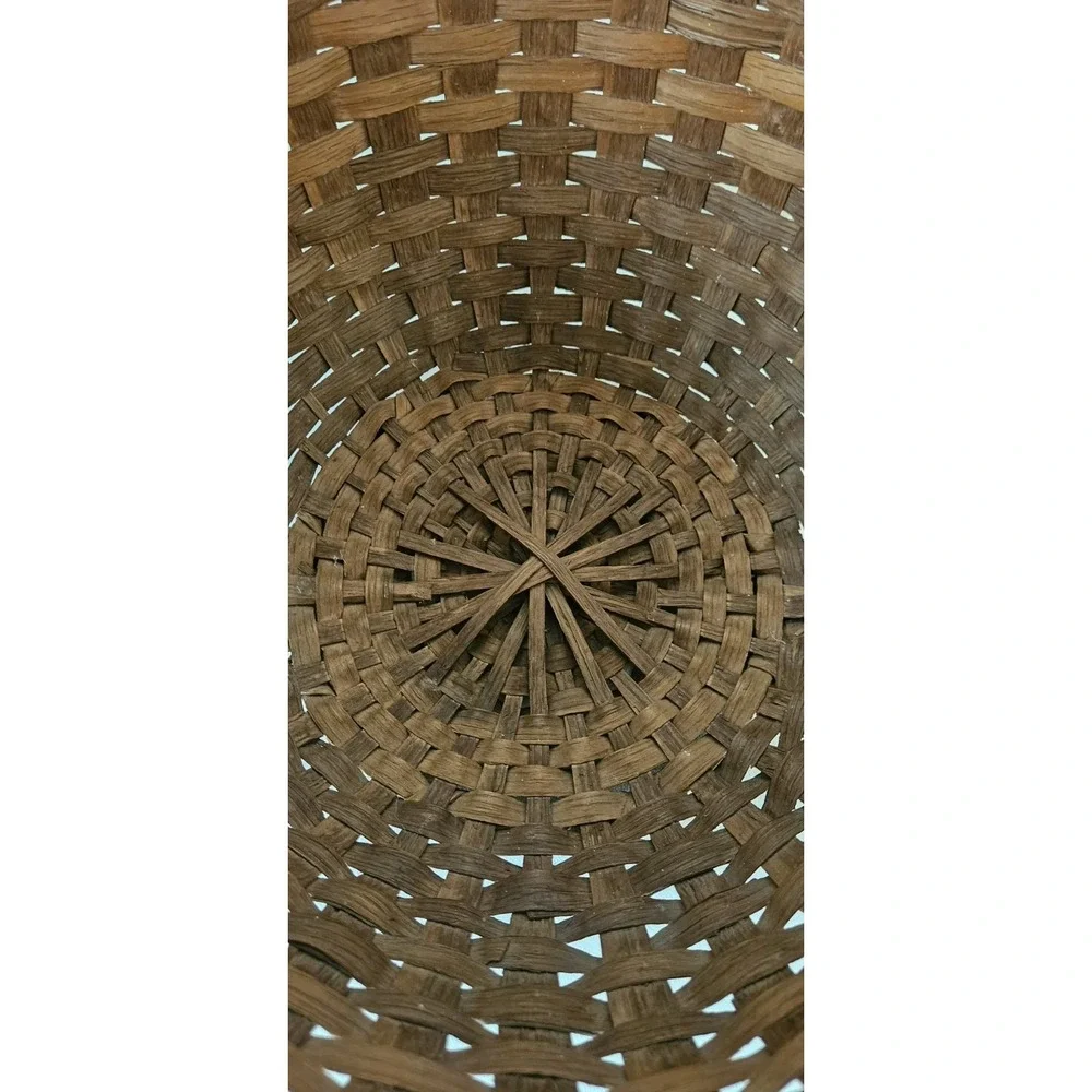 Early American Gathering Basket Bentwood Handle Primitive Antique